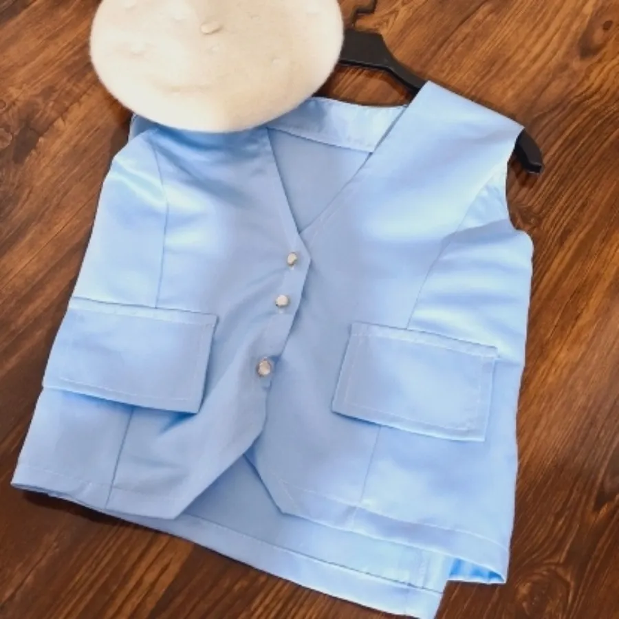 جلیقه ساتن آبی