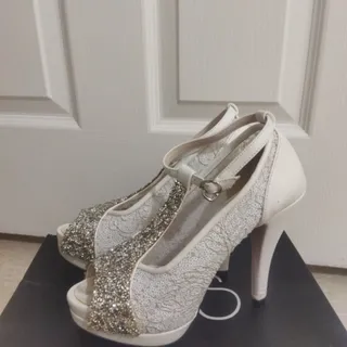 کفش سفید نقره ای مجلسی