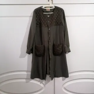 مانتو ترکیبی گیپور سبز