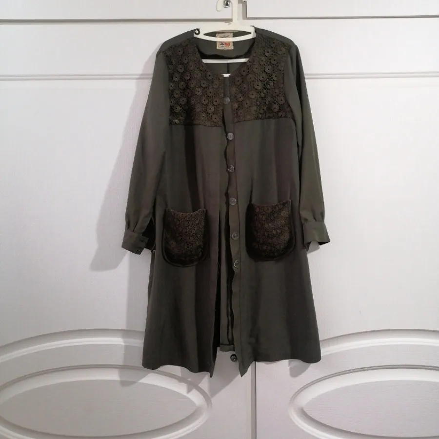 مانتو ترکیبی گیپور سبز