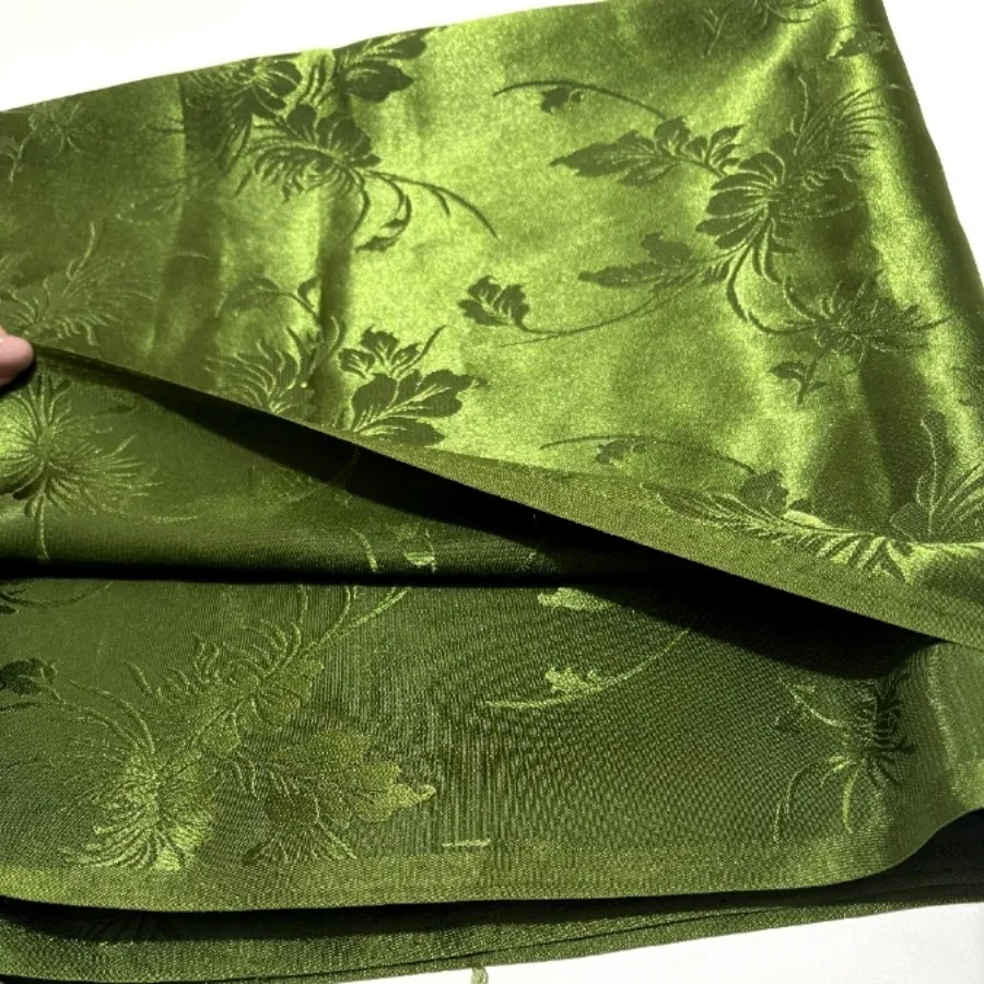 پارچه ساتن گلدار سبز