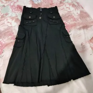 دامن بلند کتان مشکی