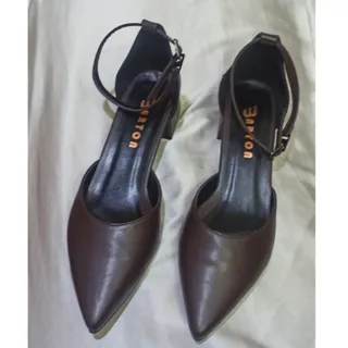 کفش قهوه ای پاشنه 3 سانت