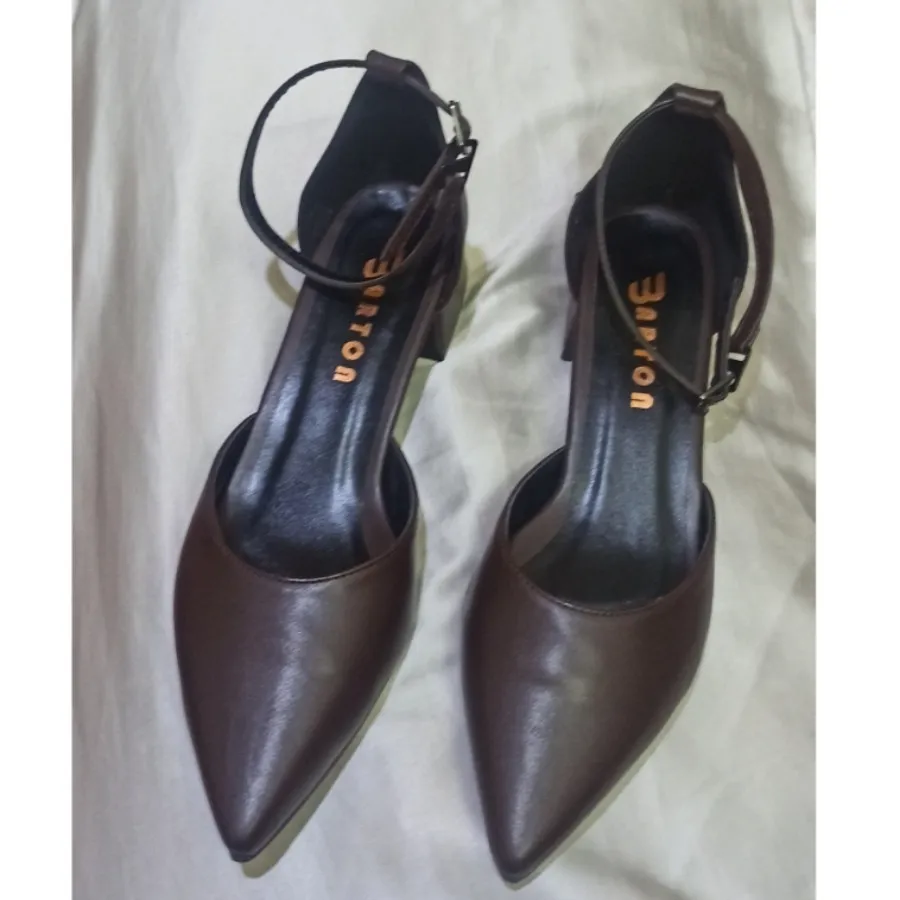 کفش قهوه ای پاشنه 3 سانت