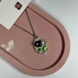 گردنبند قاب گل مرواریدی