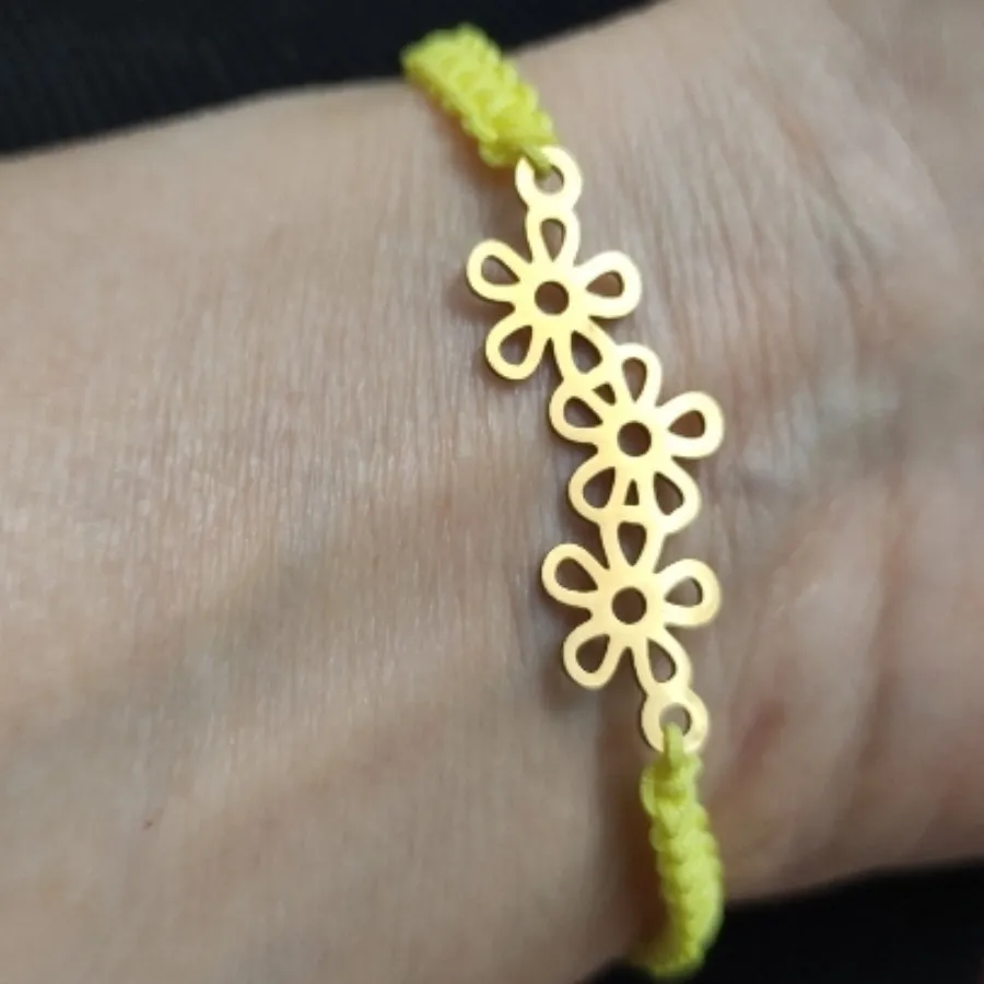 دستبند گل استیل کپی طلا