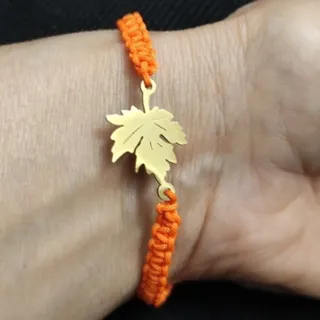 دستبند برگ استیل کپی طلا