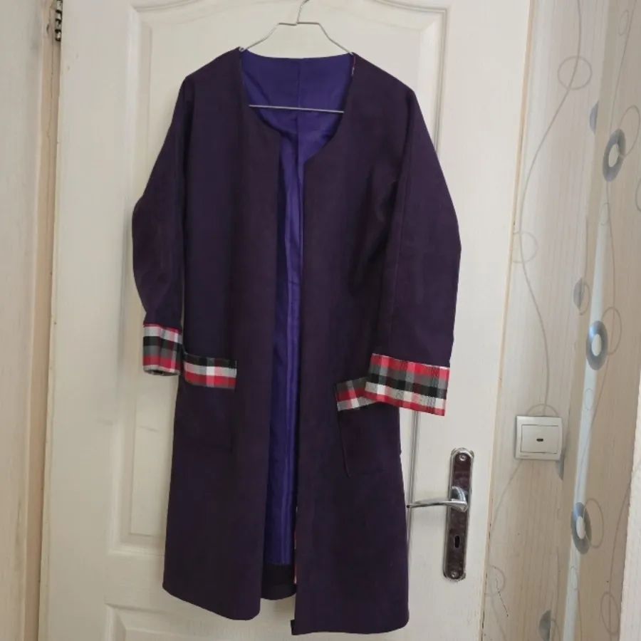 مانتو مخمل بادمجانی