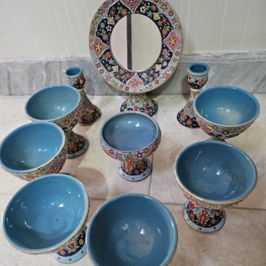 هفت سین سفال مینا کاری