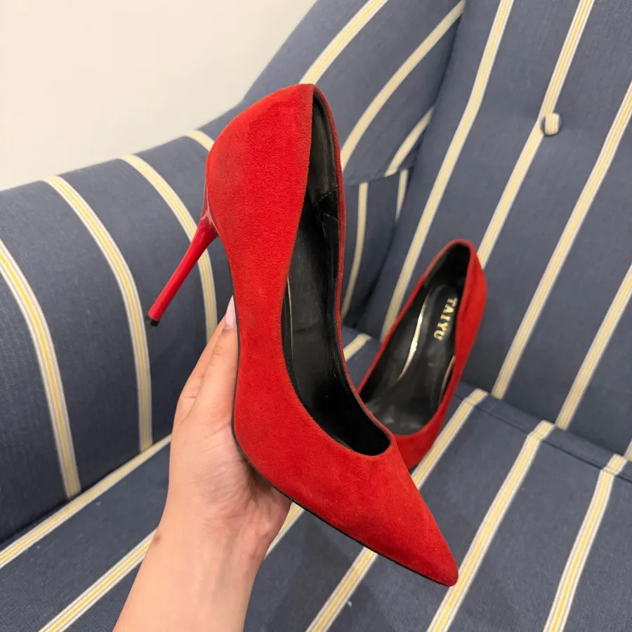 کفش پاشنه بلند جیر قرمز