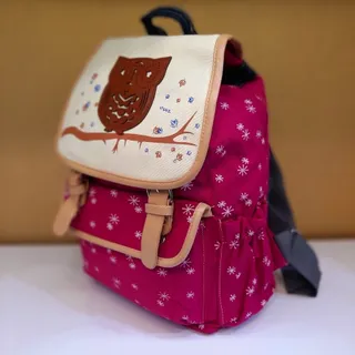 کوله پشتی جغدی صورتی