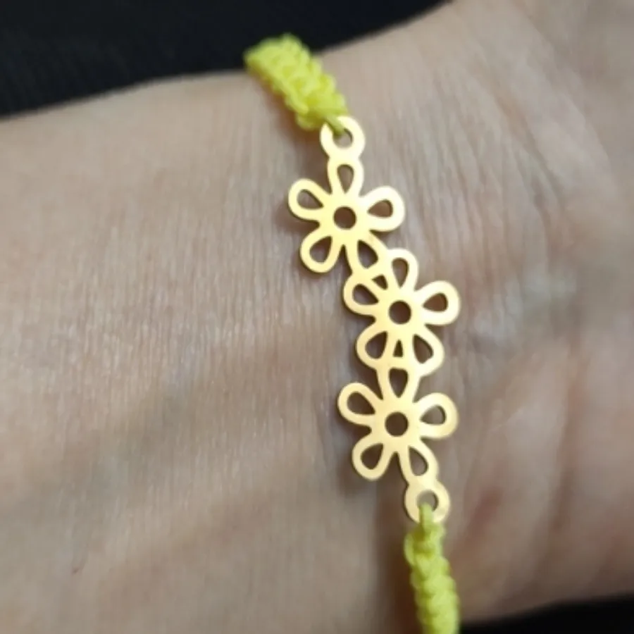 دستبند3گل استیل،کپی طلا