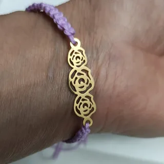 دستبند3گل استیل،کپی طلا