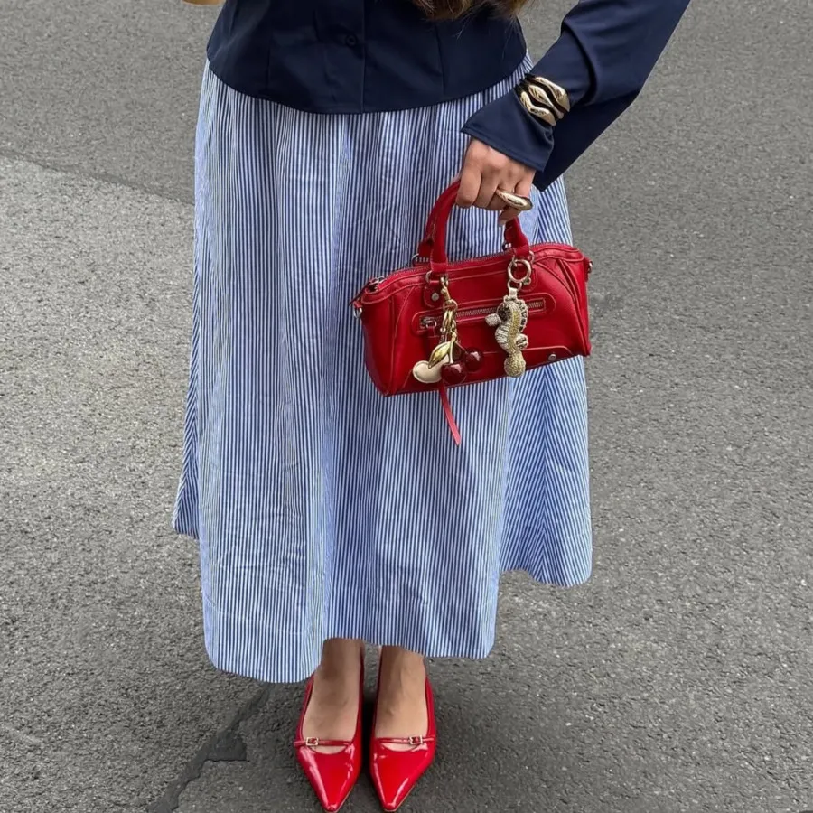 دامن راه راه ابی