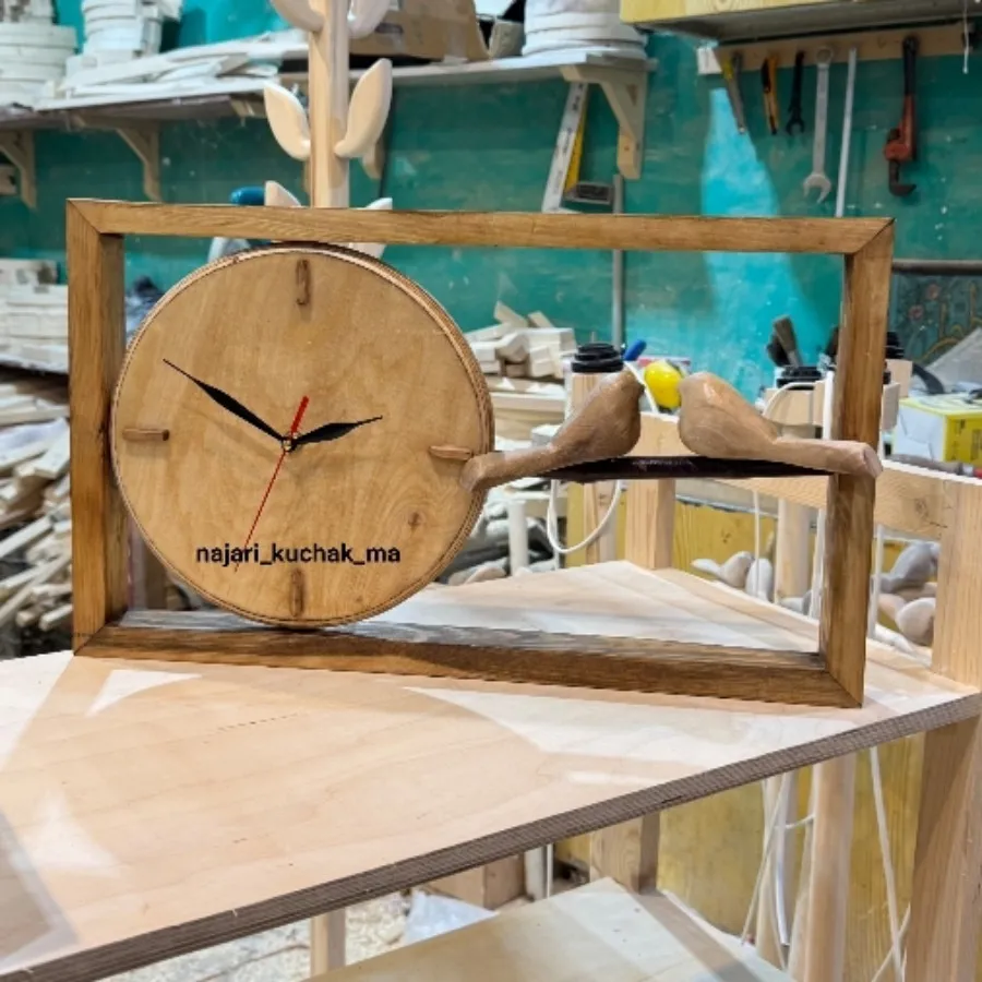 ساعت دیواری چوبی گنجشک