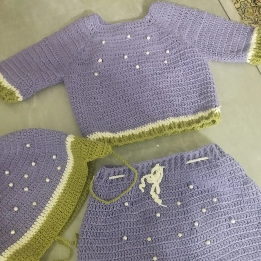 ست بلوز شلوار کلاه نوزاد