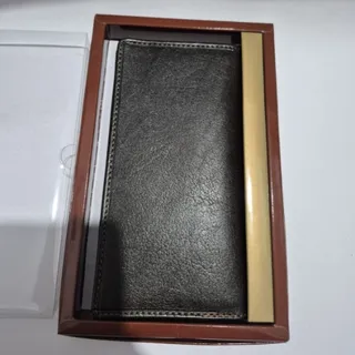 کیف پول چرم قهوه ای سوخته