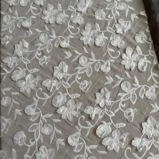 پارچه خامه دوزی گل برجسته