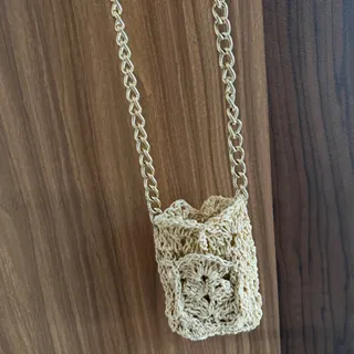 کیف زنجیر دار حصیر بافت