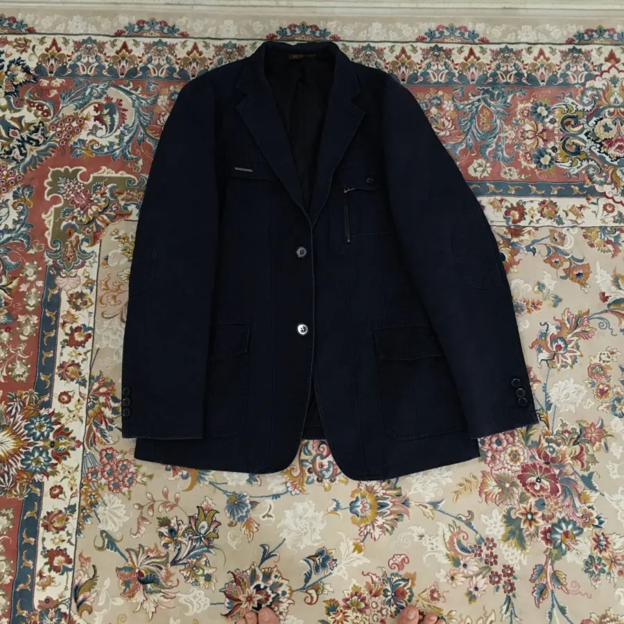 کت تک مردانه کتان سرمه ای