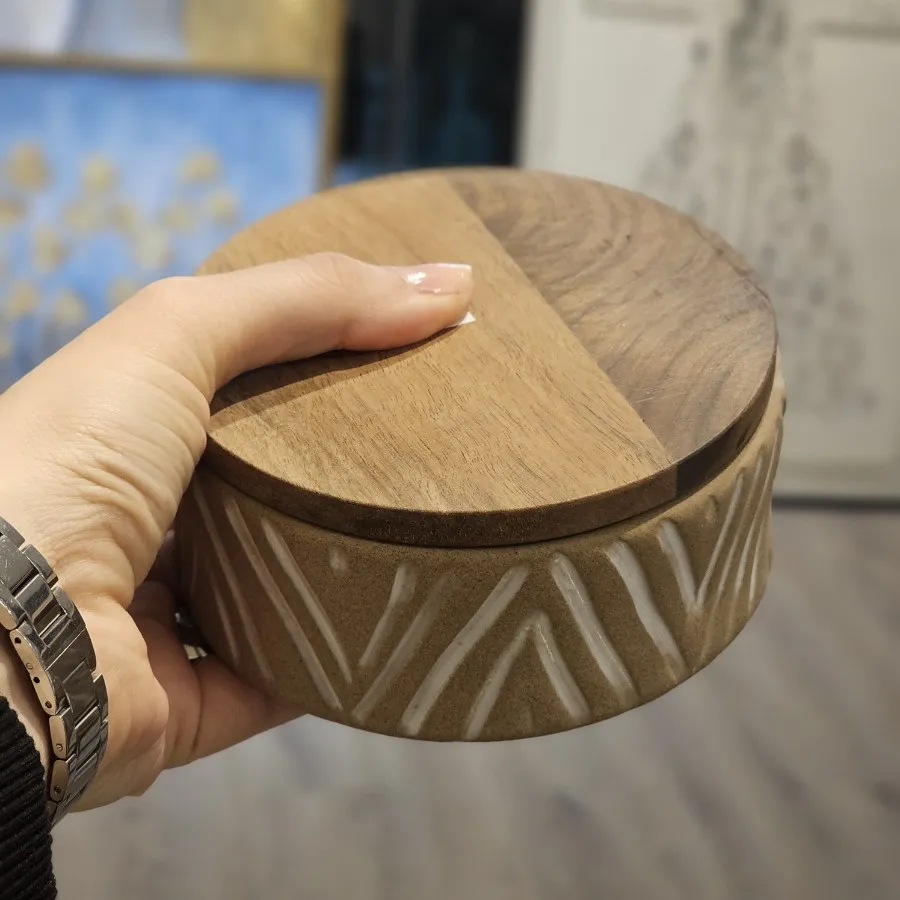 ظرف سرامیکی درب چوبی