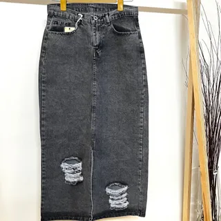 دامن جین جلوچاک زاپ دار