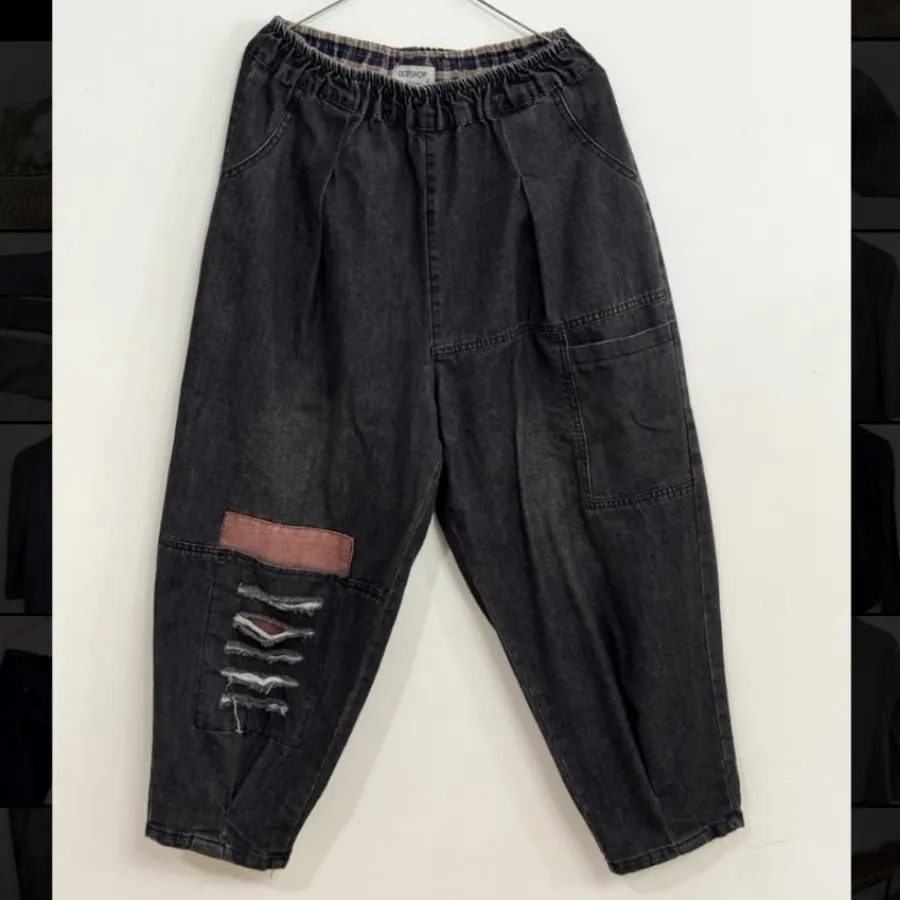 شلوارجین مشکی مام خمره‌ای