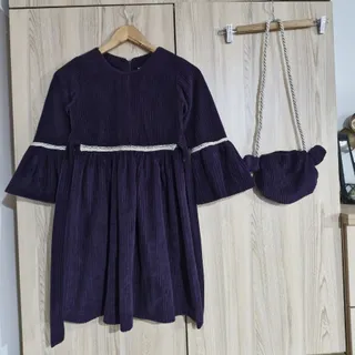 پیراهن و کیف مخمل کبریتی