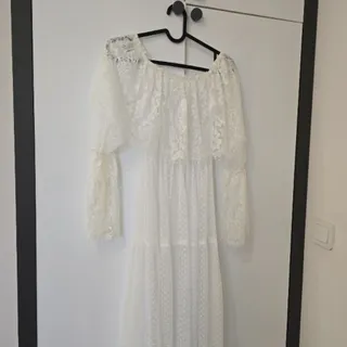 پیراهن توری سفید بلند