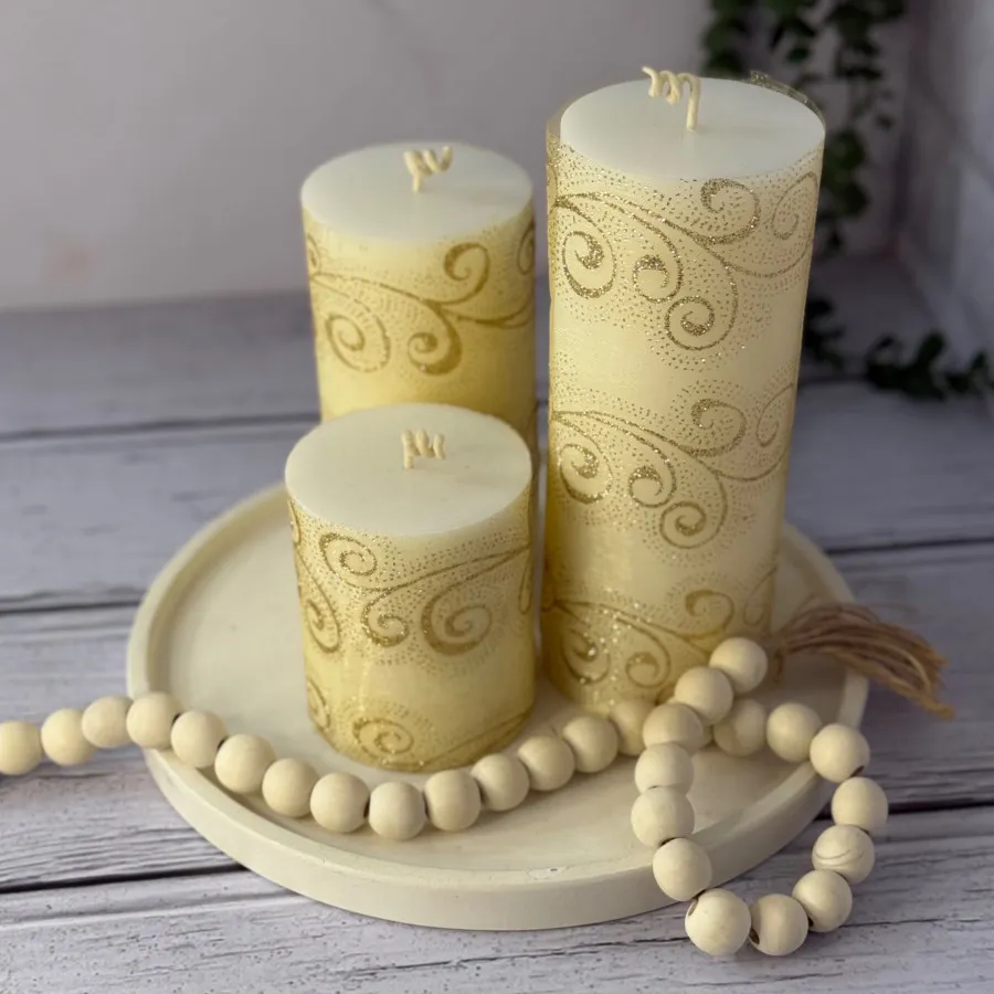 شمع استوانه‌ای طرح دار