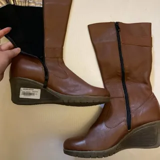 چکمه عسلی چرم مشهد