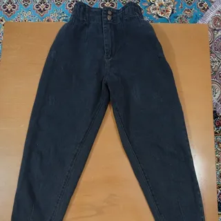 شلوار مام جین ذغالی فری