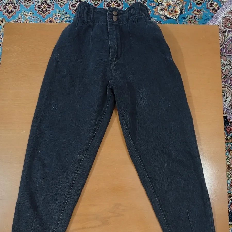 شلوار مام جین ذغالی فری