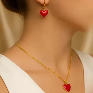 ست گردنبند و گوشواره قلب