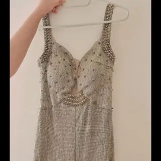 لباس شب طلایی لمه شنی