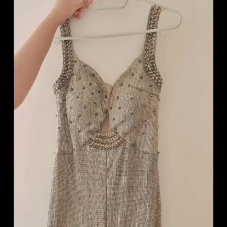 لباس شب طلایی لمه شنی