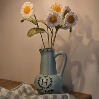 گل های بابونه‌ بافتنی