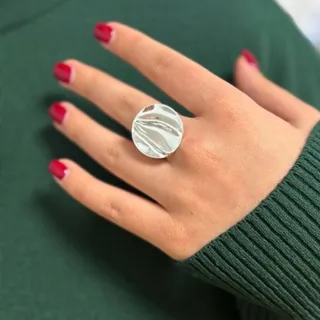 انگشتر ابکاری نقره گرد