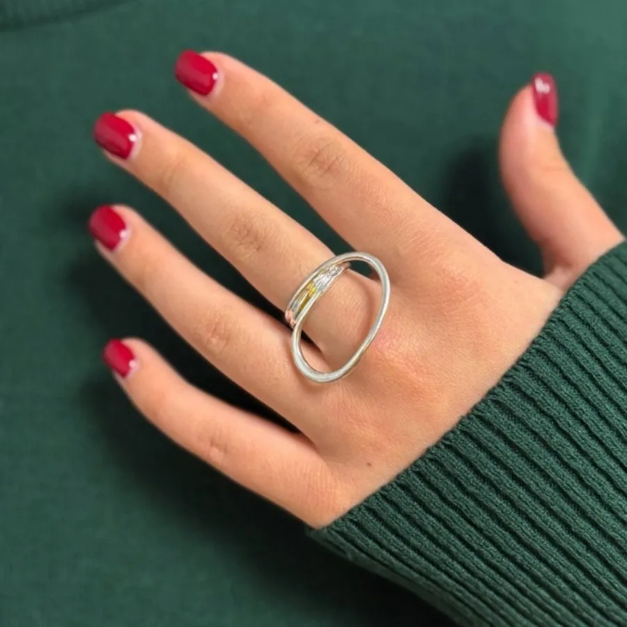 انگشتر ابکاری نقره گرد تو