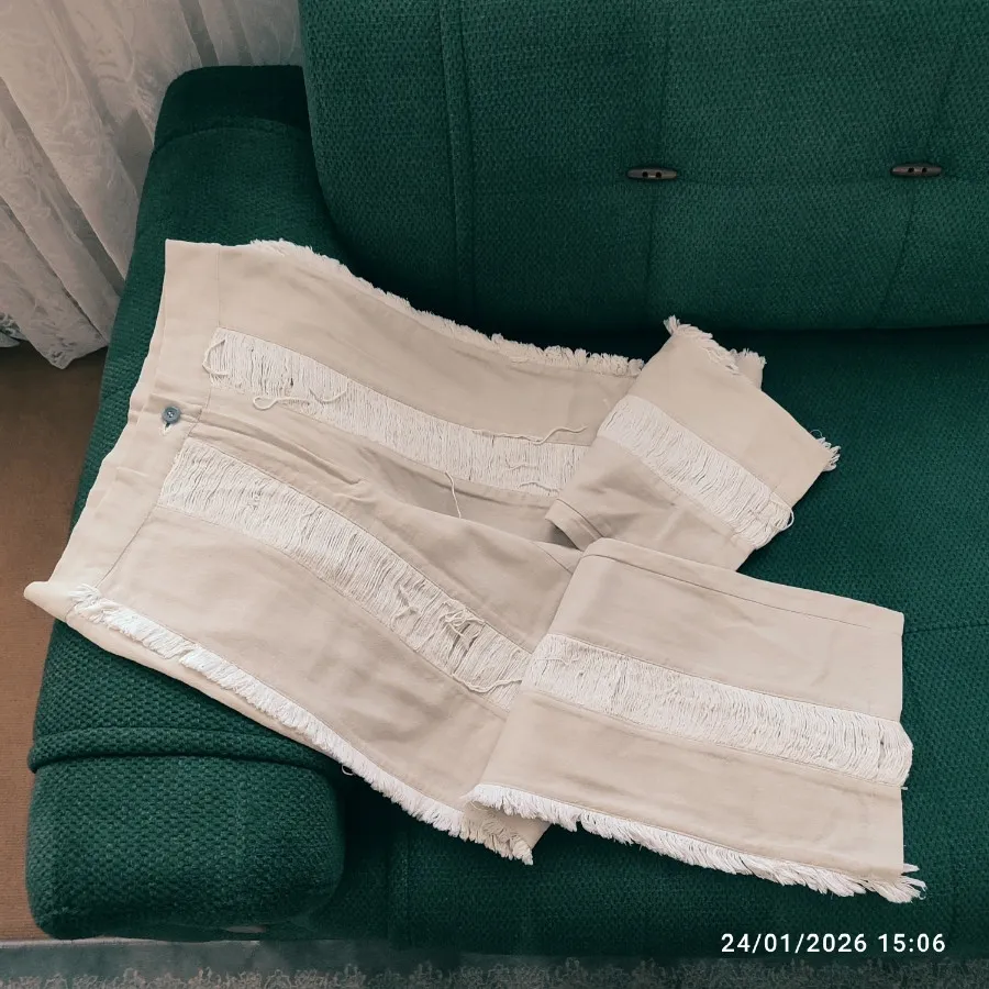 شلوارلینن ریش ریش