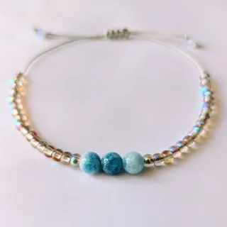 دستبند عقیق آبی و کریستال