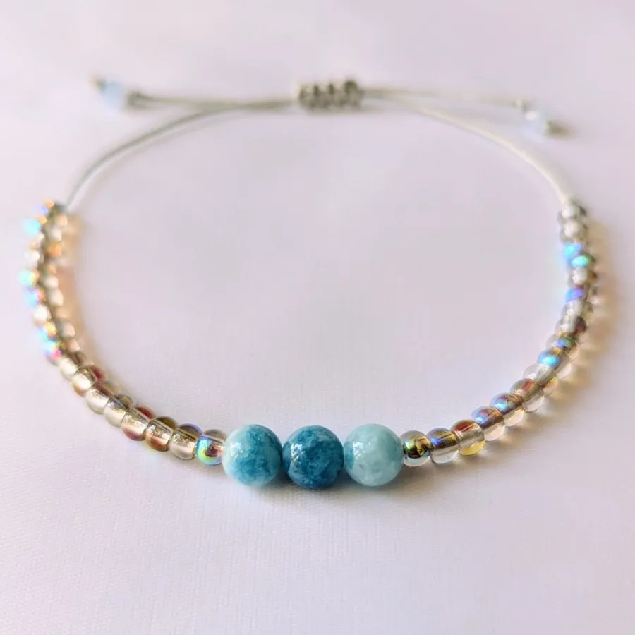 دستبند عقیق آبی و کریستال