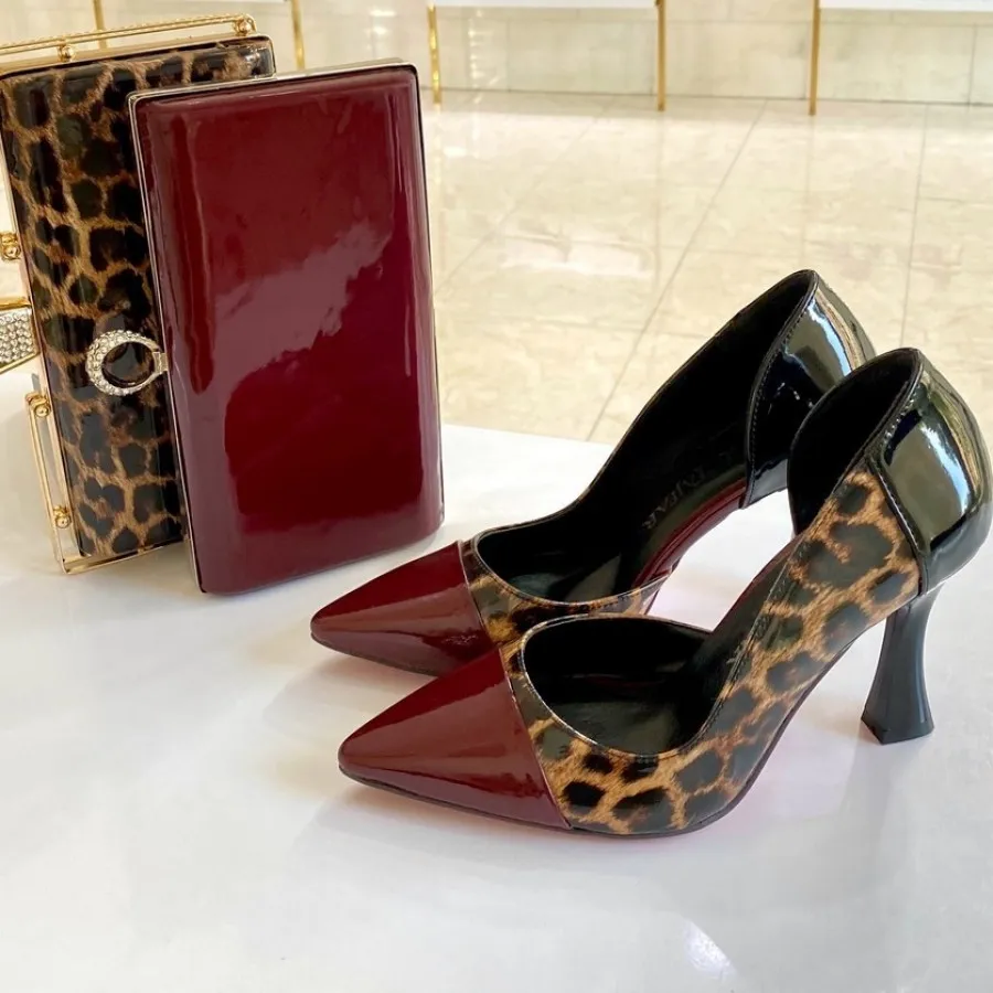 کیف و کفش پلنگی-زرشکی