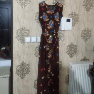 پیراهن بلند حریر گلدوزی