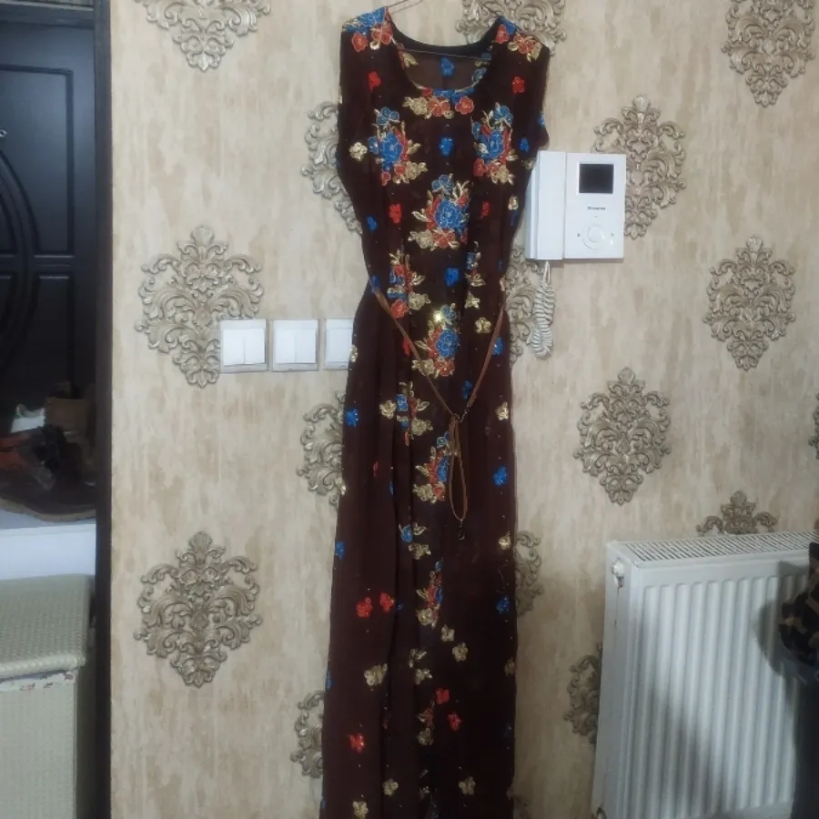 پیراهن بلند حریر گلدوزی