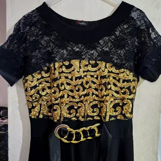 پیراهن مجلسی طلایی مشکی