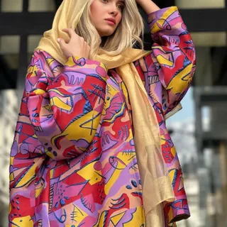 مانتو ژاکارد رنگی