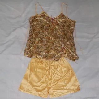 لباس خواب ساتن دو تکه