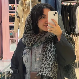 شال گرم پلنگی خاکستری