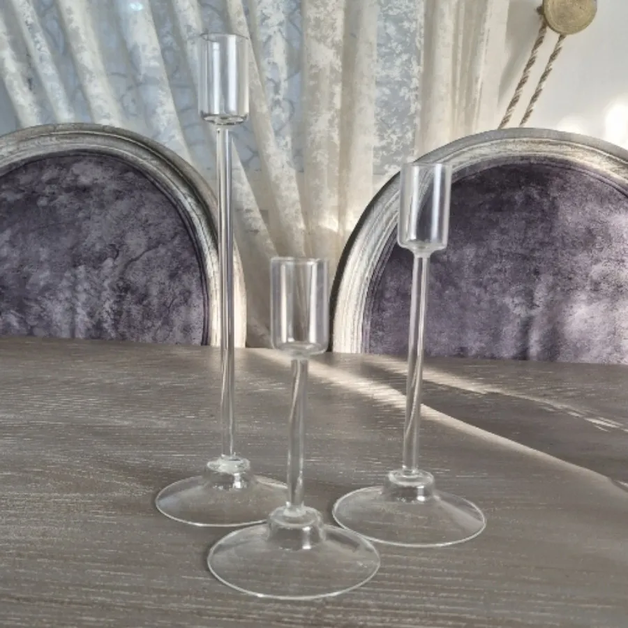 شمعدون 3 تایی شیشه ای